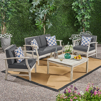 Ensemble de salon Perla Acacia 5 pièces avec coussins par Christopher Knight Home