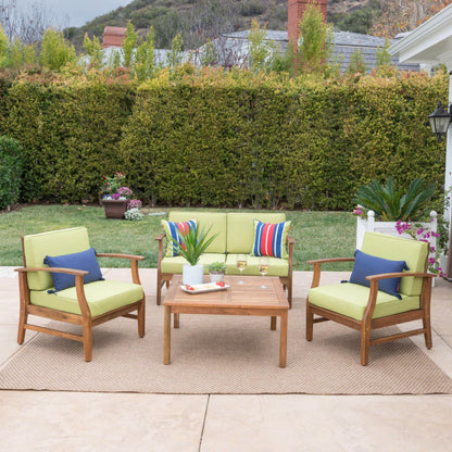 Ensemble de salon Perla Acacia 5 pièces avec coussins par Christopher Knight Home