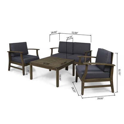 Ensemble de salon Perla Acacia 5 pièces avec coussins par Christopher Knight Home