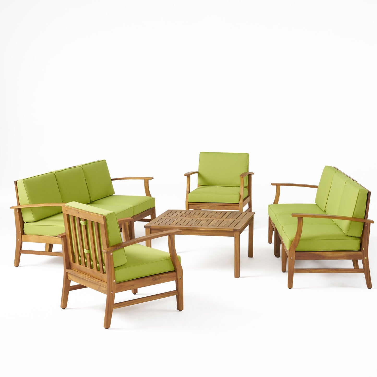 Ensemble de canapés d'extérieur Perla en bois d'acacia 9 pièces par Christopher Knight Home