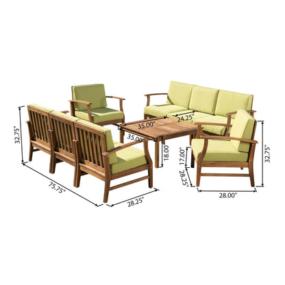 Ensemble de canapés d'extérieur Perla en bois d'acacia 9 pièces par Christopher Knight Home