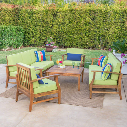 Ensemble de canapés d'extérieur Perla en bois d'acacia 9 pièces par Christopher Knight Home