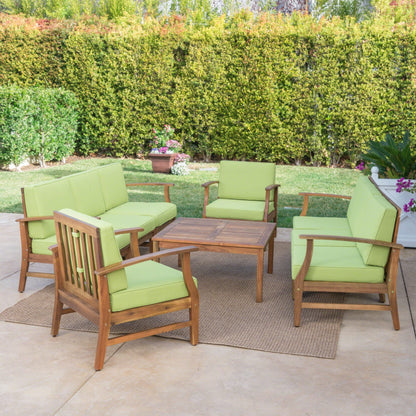 Ensemble de canapés d'extérieur Perla en bois d'acacia 9 pièces par Christopher Knight Home