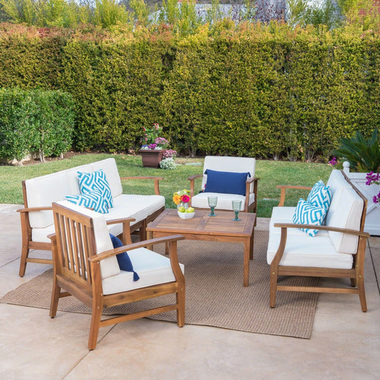 Ensemble de canapés d'extérieur Perla en bois d'acacia 9 pièces par Christopher Knight Home