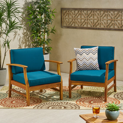 Fauteuil club d'extérieur Perla en bois d'acacia (lot de 2) par Christopher Knight Home