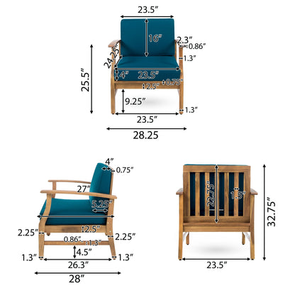 Fauteuil club d'extérieur Perla en bois d'acacia (lot de 2) par Christopher Knight Home