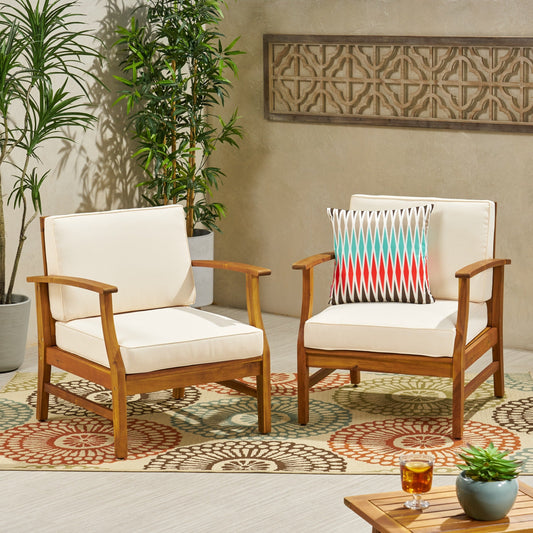 Fauteuil club d'extérieur Perla en bois d'acacia (lot de 2) par Christopher Knight Home