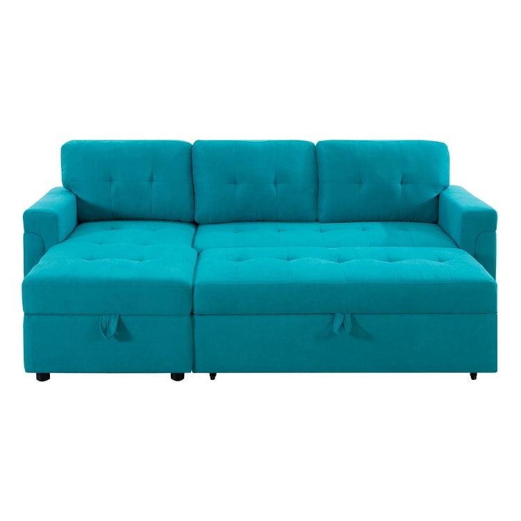 Canapé sectionnel réversible avec lit gigogne, méridienne de rangement dissimulée, pieds durables,