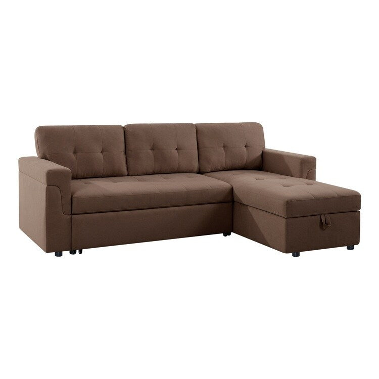 Canapé sectionnel réversible avec lit gigogne, méridienne de rangement dissimulée, pieds durables,
