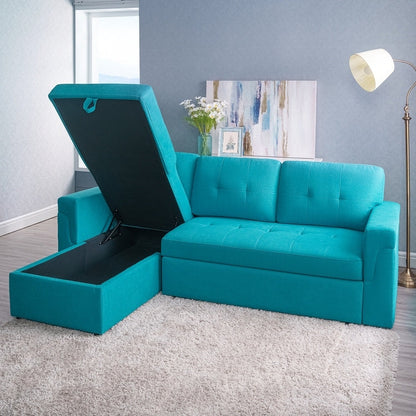 Canapé sectionnel réversible avec lit gigogne, méridienne de rangement dissimulée, pieds durables,