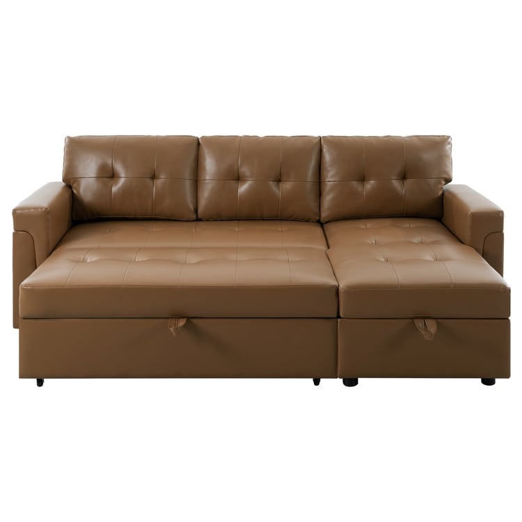 Canapé sectionnel réversible avec lit gigogne, méridienne de rangement dissimulée, pieds durables,