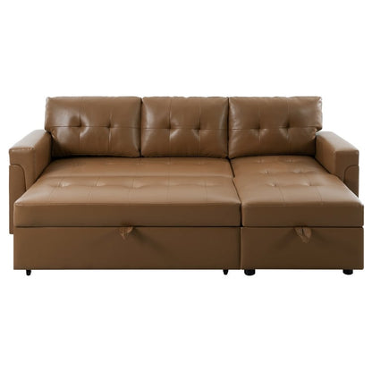 Canapé sectionnel réversible avec lit gigogne, méridienne de rangement dissimulée, pieds durables,