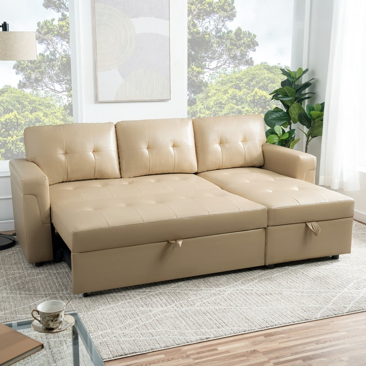 Canapé sectionnel réversible avec lit gigogne, méridienne de rangement dissimulée, pieds durables,