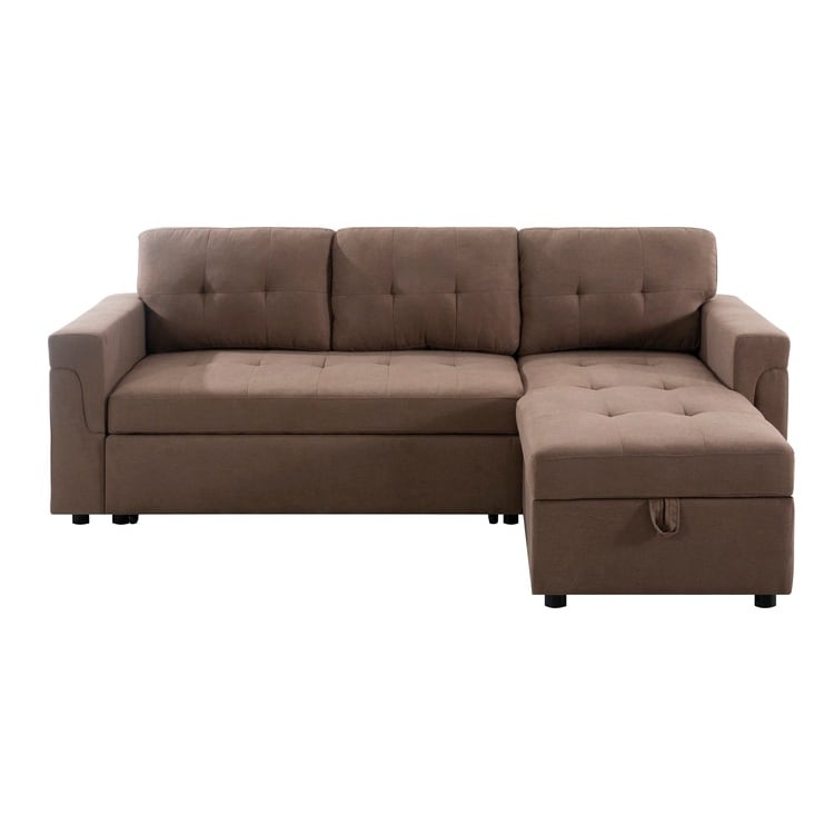 Canapé sectionnel réversible avec lit gigogne, méridienne de rangement dissimulée, pieds durables,