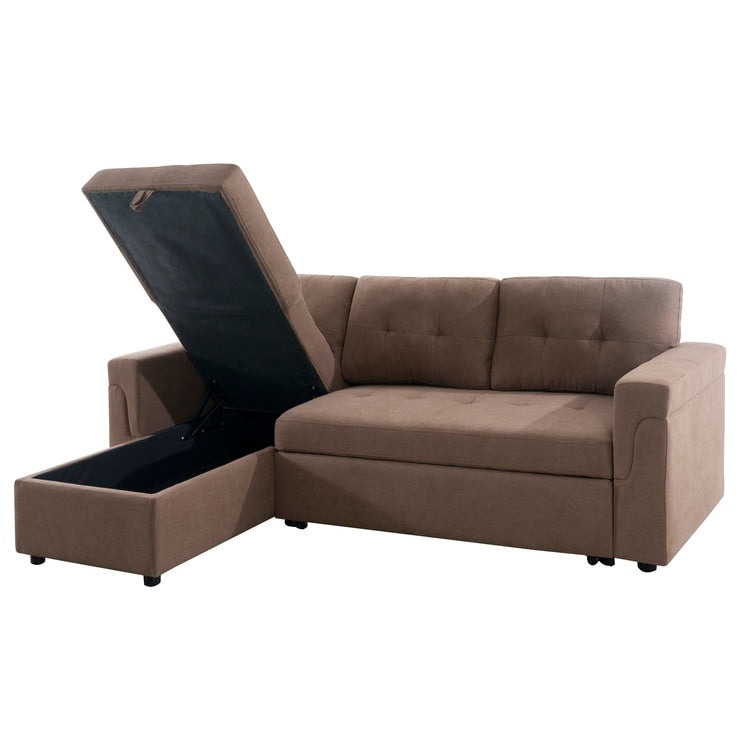 Canapé sectionnel réversible avec lit gigogne, méridienne de rangement dissimulée, pieds durables,