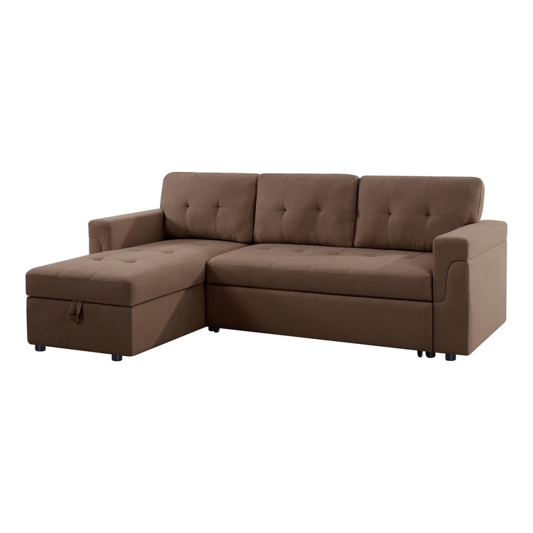 Canapé sectionnel réversible avec lit gigogne, méridienne de rangement dissimulée, pieds durables,