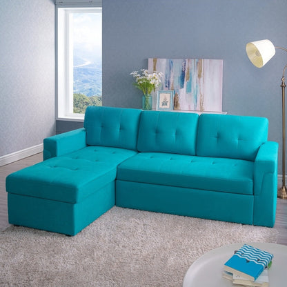 Canapé sectionnel réversible avec lit gigogne, méridienne de rangement dissimulée, pieds durables,