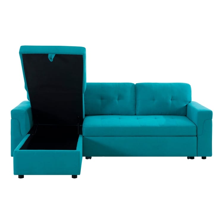 Canapé sectionnel réversible avec lit gigogne, méridienne de rangement dissimulée, pieds durables,