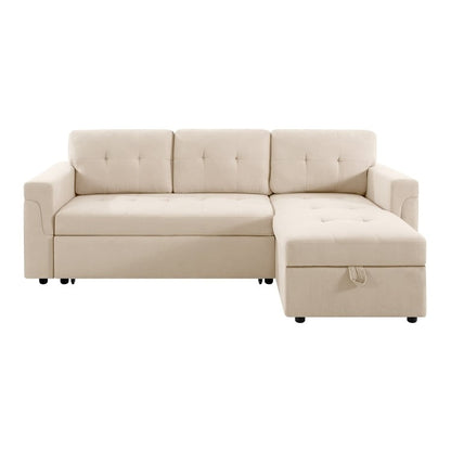 Canapé sectionnel réversible avec lit gigogne, méridienne de rangement dissimulée, pieds durables,