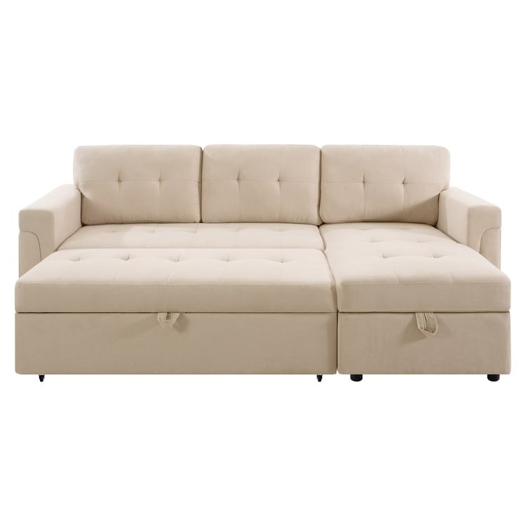 Canapé sectionnel réversible avec lit gigogne, méridienne de rangement dissimulée, pieds durables,