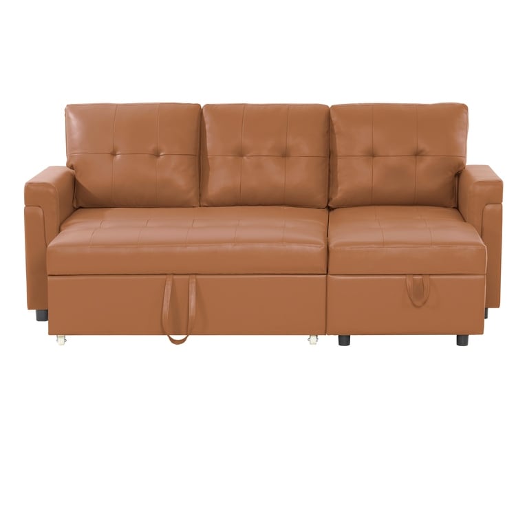 Canapé sectionnel réversible avec lit gigogne, méridienne de rangement dissimulée, pieds durables,