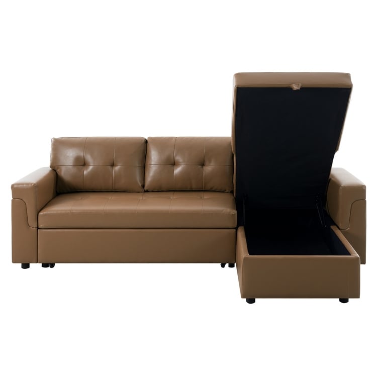 Canapé sectionnel réversible avec lit gigogne, méridienne de rangement dissimulée, pieds durables,