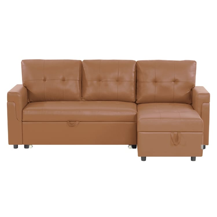 Canapé sectionnel réversible avec lit gigogne, méridienne de rangement dissimulée, pieds durables,