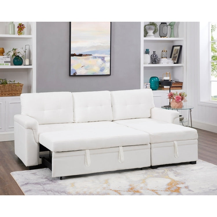 Canapé sectionnel réversible avec lit gigogne, méridienne de rangement dissimulée, pieds durables,