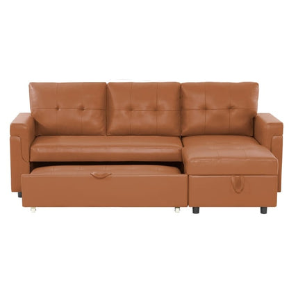 Canapé sectionnel réversible avec lit gigogne, méridienne de rangement dissimulée, pieds durables,