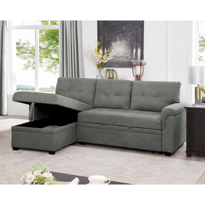 Canapé sectionnel réversible avec lit gigogne, méridienne de rangement dissimulée, pieds durables,