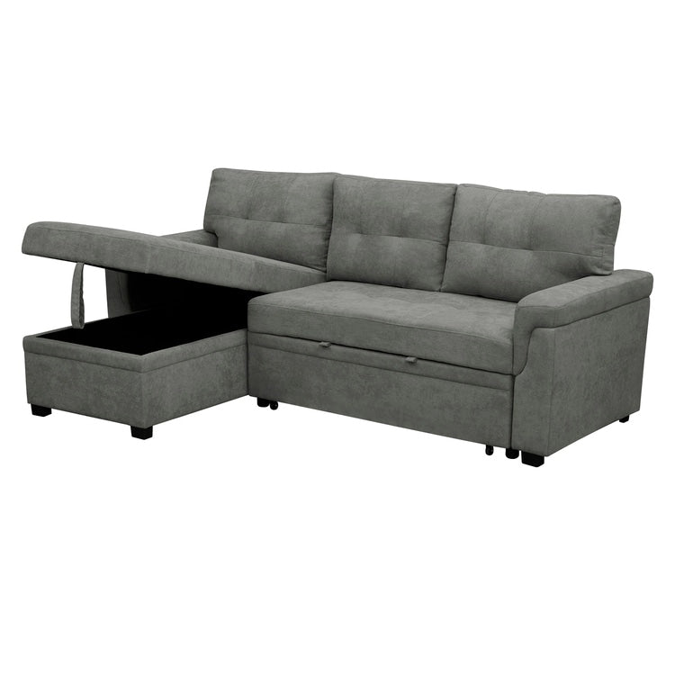 Canapé sectionnel réversible avec lit gigogne, méridienne de rangement dissimulée, pieds durables,