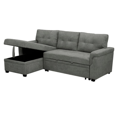 Canapé sectionnel réversible avec lit gigogne, méridienne de rangement dissimulée, pieds durables,