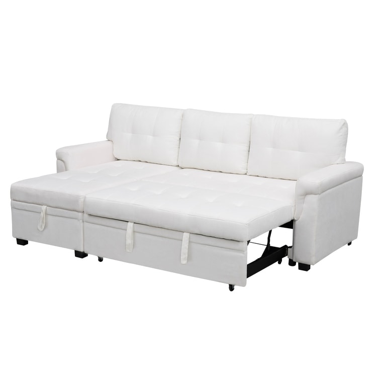 Canapé sectionnel réversible avec lit gigogne, méridienne de rangement dissimulée, pieds durables,
