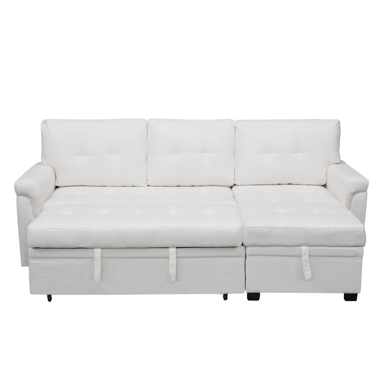 Canapé sectionnel réversible avec lit gigogne, méridienne de rangement dissimulée, pieds durables,