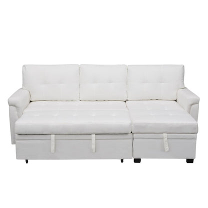 Canapé sectionnel réversible avec lit gigogne, méridienne de rangement dissimulée, pieds durables,