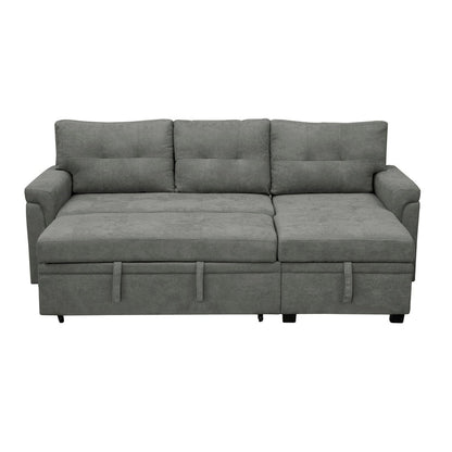 Canapé sectionnel réversible avec lit gigogne, méridienne de rangement dissimulée, pieds durables,