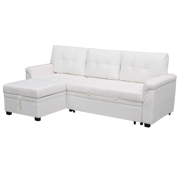 Canapé sectionnel réversible avec lit gigogne, méridienne de rangement dissimulée, pieds durables,
