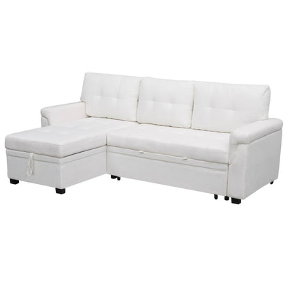 Canapé sectionnel réversible avec lit gigogne, méridienne de rangement dissimulée, pieds durables,