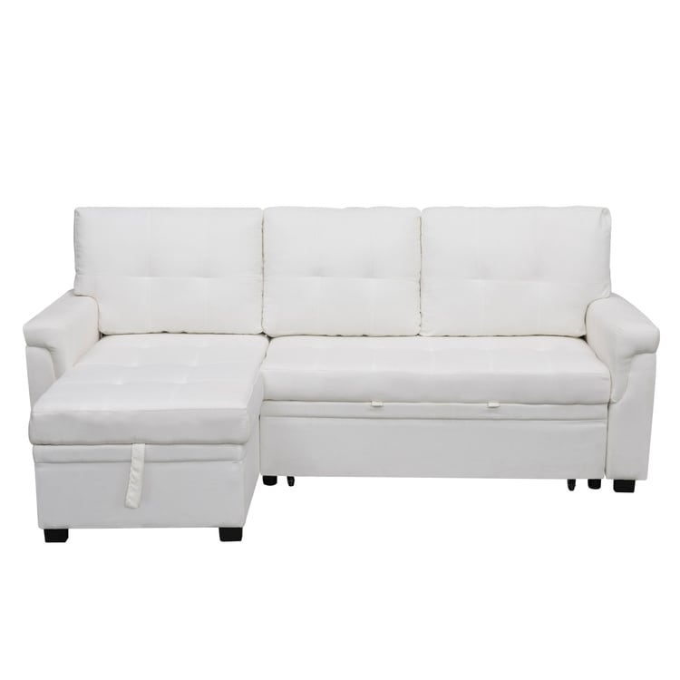 Canapé sectionnel réversible avec lit gigogne, méridienne de rangement dissimulée, pieds durables,