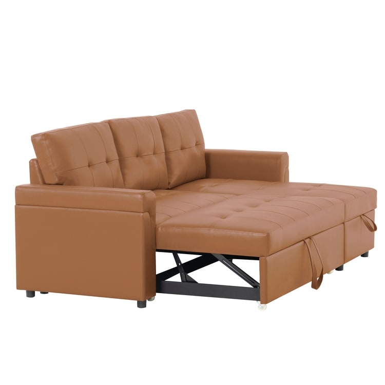 Canapé sectionnel réversible avec lit gigogne, méridienne de rangement dissimulée, pieds durables,