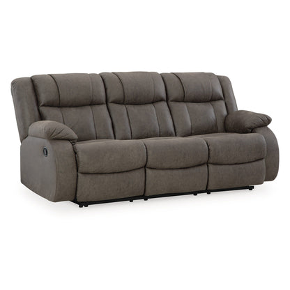 Canapé inclinable manuel Perth, similicuir gris avec coutures contrastées, 86 pouces