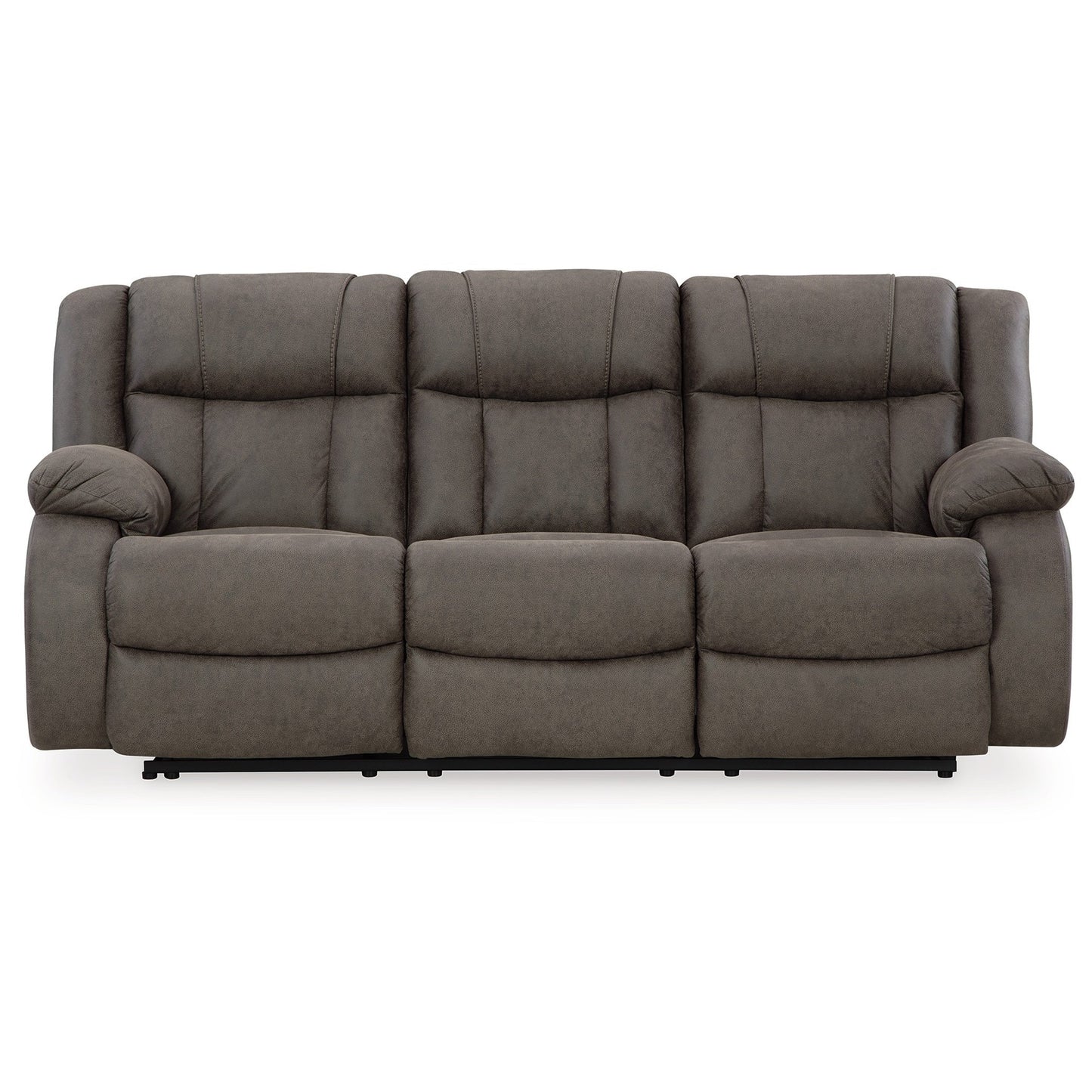 Canapé inclinable manuel Perth, similicuir gris avec coutures contrastées, 86 pouces
