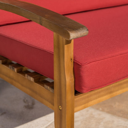 Ensemble causeuse et table d'extérieur Peyton en bois d'acacia avec coussins par Christopher Knight Home