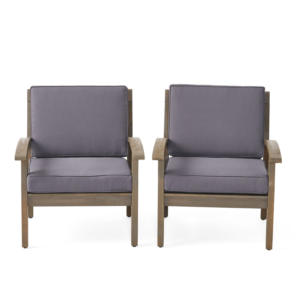 Fauteuils club Peyton Outdoor en bois rembourrés (lot de 2) par Christopher Knight Home