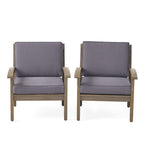 Fauteuils club Peyton Outdoor en bois rembourrés (lot de 2) par Christopher Knight Home