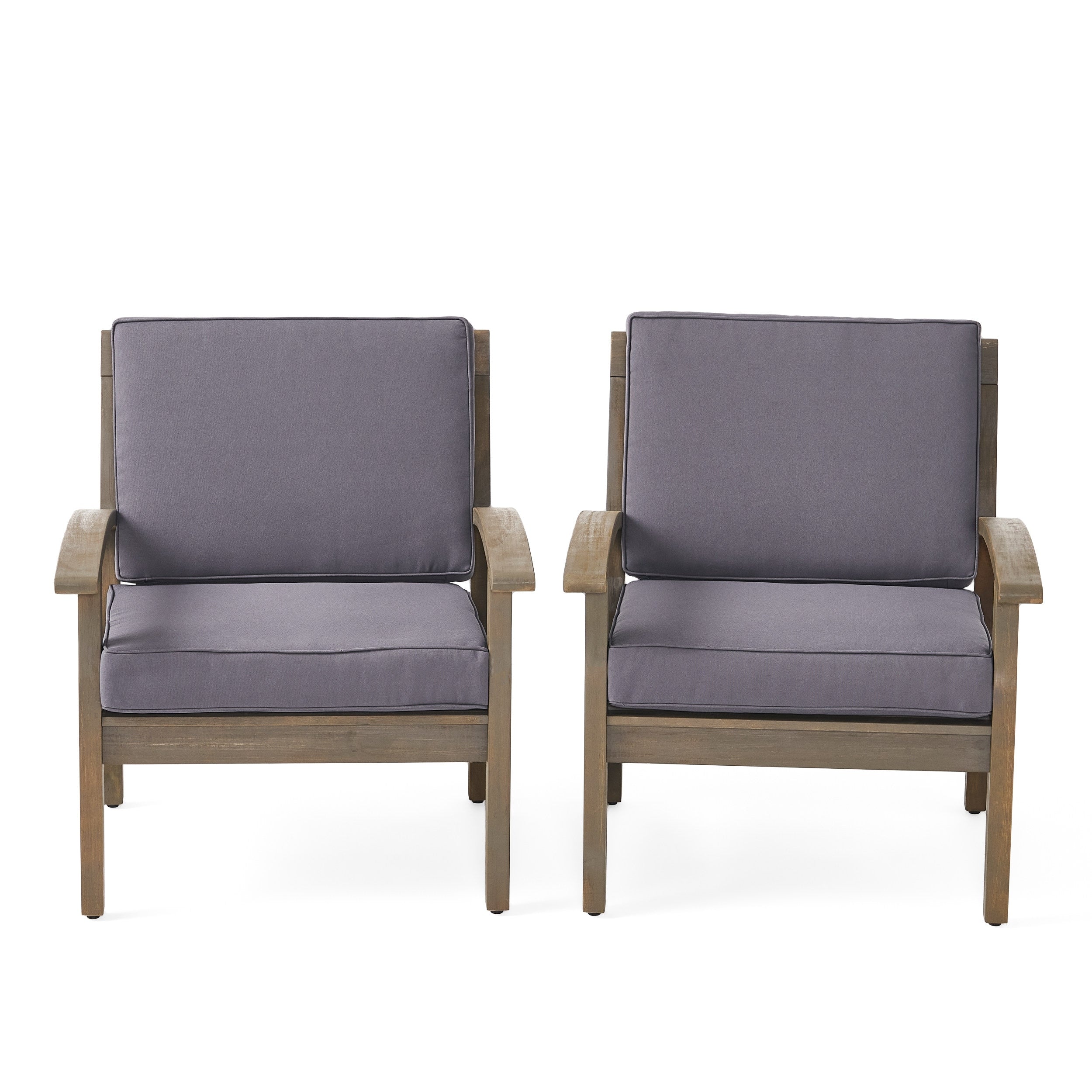 Fauteuils club Peyton Outdoor en bois rembourrés (lot de 2) par Christopher Knight Home
