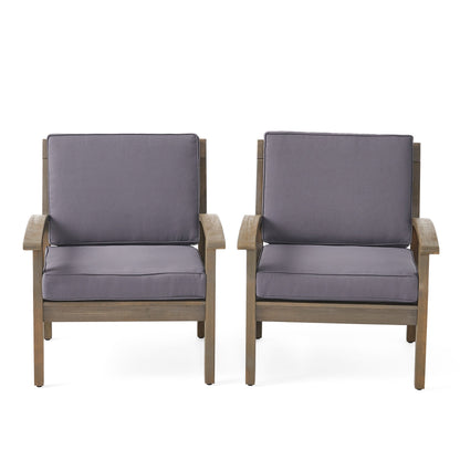 Fauteuils club Peyton Outdoor en bois rembourrés (lot de 2) par Christopher Knight Home