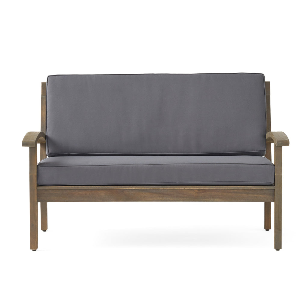 Ensemble causeuse et table d'extérieur Peyton en bois d'acacia avec coussins par Christopher Knight Home