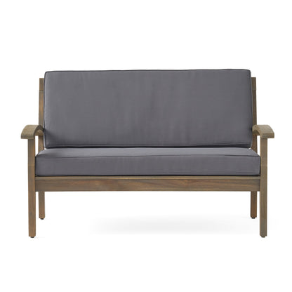 Ensemble causeuse et table d'extérieur Peyton en bois d'acacia avec coussins par Christopher Knight Home