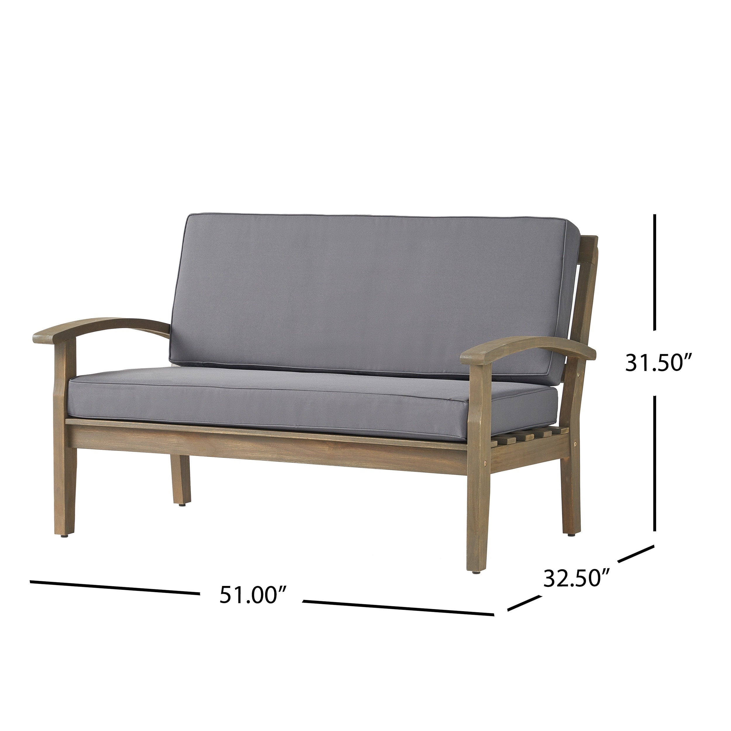 Ensemble causeuse et table d'extérieur Peyton en bois d'acacia avec coussins par Christopher Knight Home
